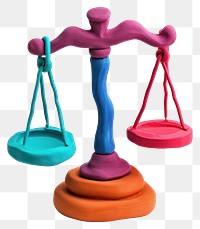 PNG Clay 3d legal justice balance scale toy white background representation.