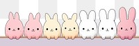 PNG Rabbit in a row animal mammal white background. AI generated Image by rawpixel.
