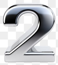 PNG 2 number letter Chrome material symbol white background metal.