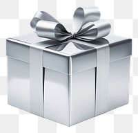 PNG Gift boxChrome material white background celebration anniversary.