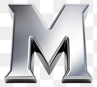 PNG M letter shape Chrome material text white background symbol.