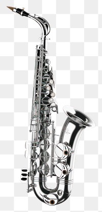PNG Saxophone Chrome material saxophone white background saxophonist.