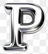 PNG P letter shape Chrome material number text white background.