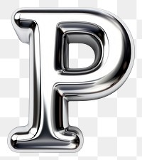 PNG P letter shape Chrome material number text 