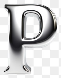 PNG P letter shape Chrome material text white background letterbox
