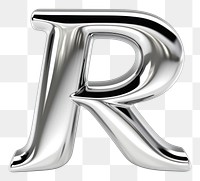 PNG R letter shape Chrome material text white background alphabet.