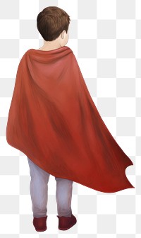 PNG  Kid wearing a cape red white background superhero. AI generated Image by rawpixel.