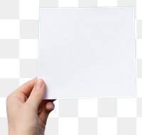 PNG Hand holding blank square paper sky outdoors hand.