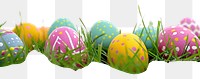 PNG Easter eggs in grass field celebration decoration tradition.