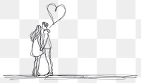 PNG Valentines couple drawing sketch doodle.