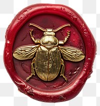 PNG  Seal Wax Stamp a bug locket red white background.