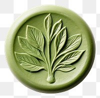 PNG  Seal Wax Stamp a botanical green plant leaf.