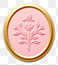 PNG  Seal Wax Stamp a floral shape gold pink.