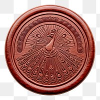 PNG  Seal Wax Stamp a peacock craft white background currency.