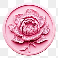 PNG  Seal Wax Stamp a peony craft pink white background.