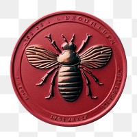 PNG  Seal Wax Stamp an insect animal coin white background.