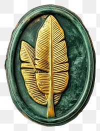 PNG  Seal Wax Stamp banana leafs jewelry shape green.