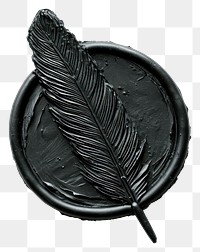 PNG  Seal Wax Stamp black feather white background lightweight accessories.