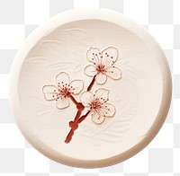 PNG  Seal Wax Stamp sakura flower white background creativity porcelain.