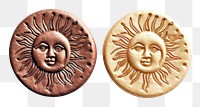 PNG  Seal Wax Stamp sun and moon jewelry face anthropomorphic.