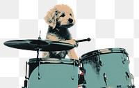 PNG  Dog playing drum percussion musician drummer. AI generated Image by rawpixel.