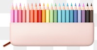 PNG  Pastel pencil case white background colored pencil arrangement.
