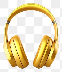 PNG Headphones gold headset white background.