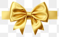 PNG Decorative gold bow with long ribbon white background celebration accessories.