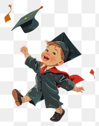 PNG Little boy wearing Graduation hat graduation portrait paper.