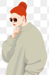 PNG Lady with red hair portrait cartoon adult.