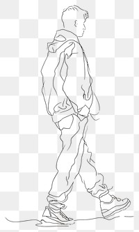 PNG Line art man walking footwear drawing sketch.