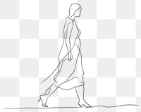 PNG Line art woman walking drawing sketch illustrated.