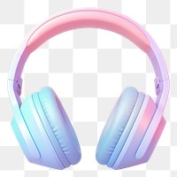 PNG  Pastel 3D headphones headset white background electronics.