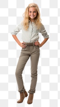 PNG A blonde girl standing adult khaki. 