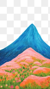 PNG  Apls mountain with flowers landscape outdoors painting. AI generated Image by rawpixel.