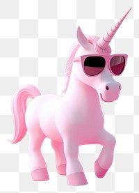 PNG 3d render icon of minimalist cartoon unicorn glasses sunglasses mammal.