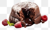 PNG  Chocolate lava cake dessert berry fruit.