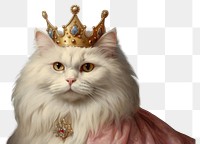 PNG  Cat wearing crown painting animal mammal. AI generated Image by rawpixel.