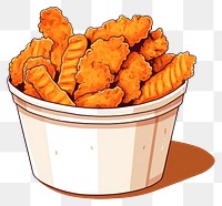 PNG  Fried chicken bucket fries food white background.