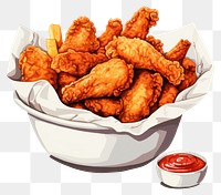 PNG  Fried chicken bucket food white background condiment.