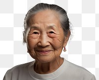 PNG  Happy chinese grandma portrait adult smile. AI generated Image by rawpixel.
