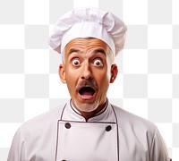 PNG Chef suprised face portrait adult gesturing.