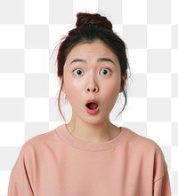 PNG Chinese woman surprised face portrait adult frustration.