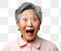 PNG Chinese Grandmother suprised face portrait adult retirement