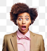PNG Afican businesswoman surprised face portrait photography adult.