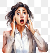 PNG  African Businesswoman suprised face expression portrait white background frustration.