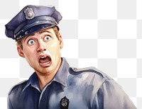 PNG  Policeman suprised face expression shouting portrait adult.