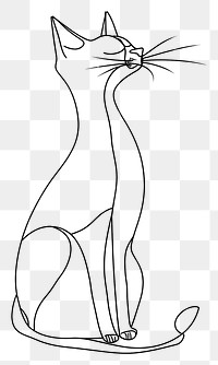 PNG  Continuous line drawing cat mammal animal sketch.