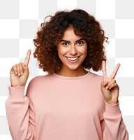 PNG Young Latina woman finger portrait showing. AI generated Image by rawpixel.