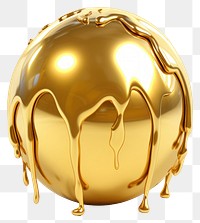 PNG  Melted sphere gold shiny white background.